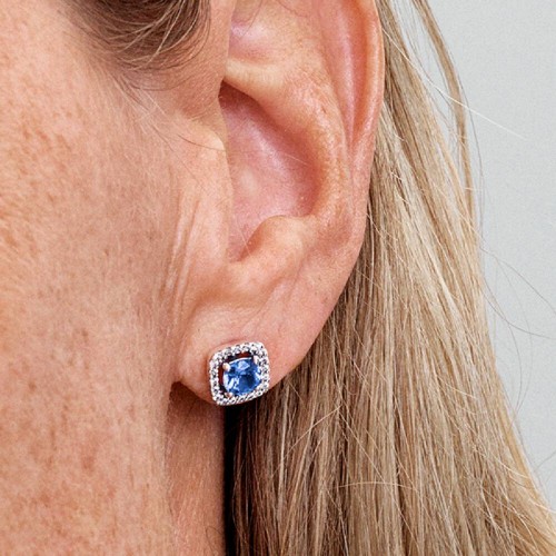 Pandora Sparkling Square Blue Halo Stud Earrings Pandora Sparkling Square Blue Halo Stud Earrings