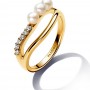 Pandora Treated Freshwater Cultured Pearl & Organically Shaped Double Band Ring Pandora Treated Freshwater Cultured Pearl & Organically Shaped Double Band Ring