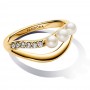 Pandora Treated Freshwater Cultured Pearl & Organically Shaped Double Band Ring Pandora Treated Freshwater Cultured Pearl & Organically Shaped Double Band Ring