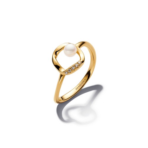 Pandora Organically Shaped Pavé Circle & Treated Freshwater Cultured Pearl Ring Pandora Organically Shaped Pavé Circle & Treated Freshwater Cultured Pearl Ring