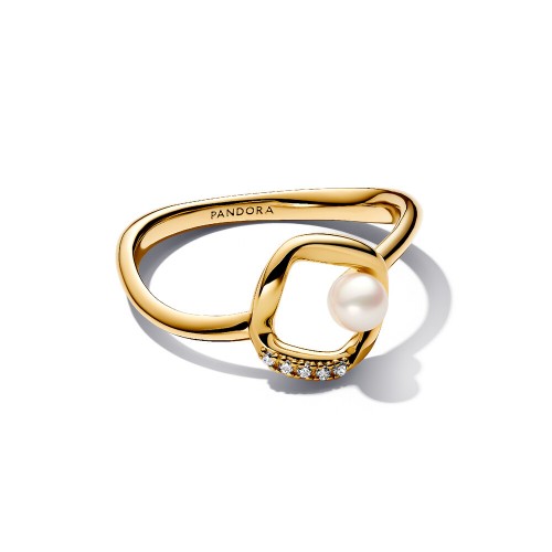 Pandora Organically Shaped Pavé Circle & Treated Freshwater Cultured Pearl Ring Pandora Organically Shaped Pavé Circle & Treated Freshwater Cultured Pearl Ring