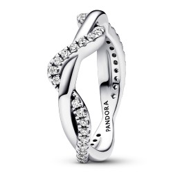 Pandora Sparkling Intertwined Wave Ring