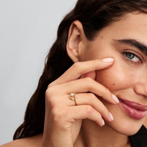 Pandora Organically Shaped Pavé Circle & Treated Freshwater Cultured Pearl Ring Pandora Organically Shaped Pavé Circle & Treated Freshwater Cultured Pearl Ring