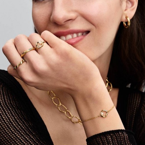 Pandora Organically Shaped Pavé Circle & Treated Freshwater Cultured Pearl Bracelet Pandora Organically Shaped Pavé Circle & Treated Freshwater Cultured Pearl Bracelet