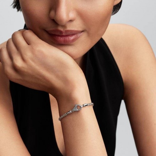 Pandora Pavé Clasp Foxtail Chain Charm Bracelet Pandora Pavé Clasp Foxtail Chain Charm Bracelet