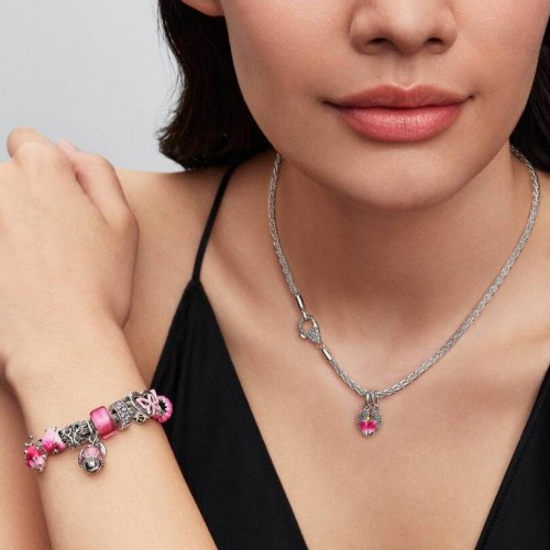 Pandora Pavé Clasp Foxtail Chain Charm Bracelet Pandora Pavé Clasp Foxtail Chain Charm Bracelet