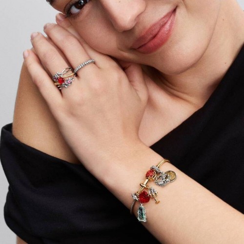 Pandora Disney Beauty and the Beast Enchanted Rose Snake Chain Bracelet Pandora Disney Beauty and the Beast Enchanted Rose Snake Chain Bracelet
